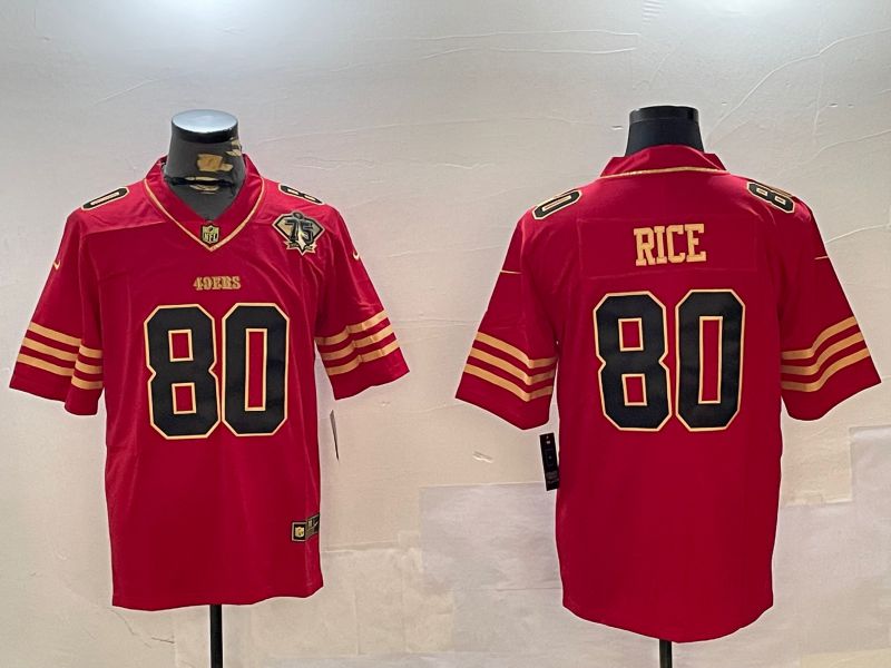 Men San Francisco 49ers #80 Rice Red Gold 2024 Nike Limited NFL Jersey style 1230->san francisco 49ers->NFL Jersey